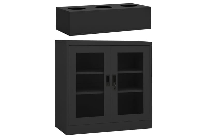 Kontorskap med plantekasse antrasitt 90x40x113 cm stål - Antrasittgrå - Oppbevaring - Skap - Oppbevaringsskap - Kontorskap - Dokumentskap
