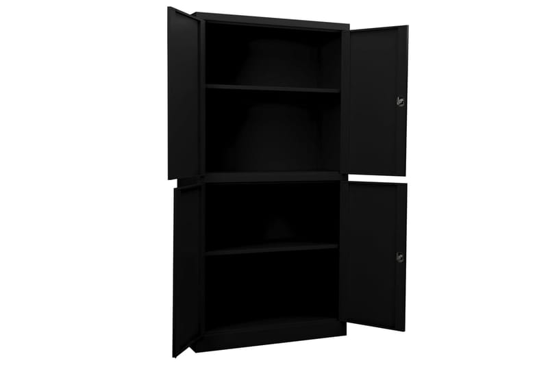 Kontorskap svart 90x40x180 cm stål - Svart - Oppbevaring - Skap - Oppbevaringsskap - Kontorskap - Dokumentskap