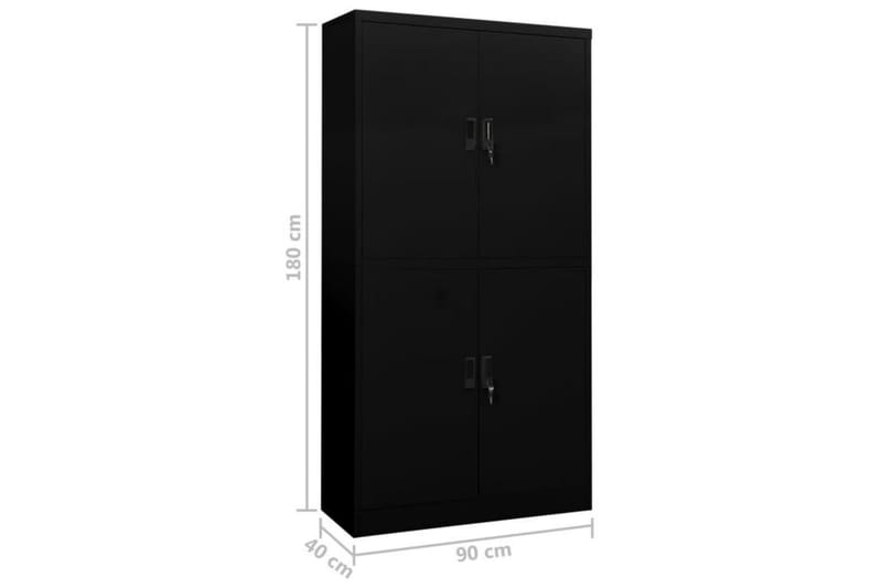 Kontorskap svart 90x40x180 cm stål - Svart - Oppbevaring - Skap - Oppbevaringsskap - Kontorskap - Dokumentskap