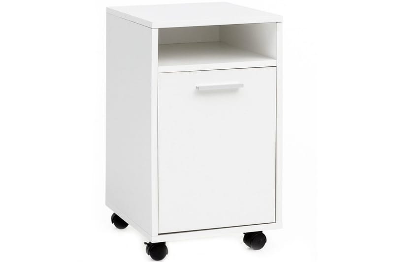 Rullecontainer Wohnling oppbevaringsbrett, 1 dør, foliert sponplate med hjul, moderne stil Hvit, Hvit