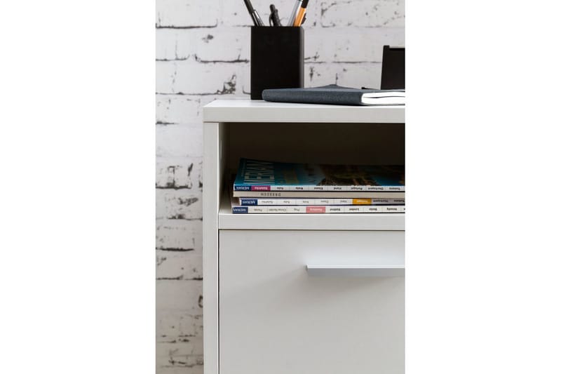 Rullecontainer Wohnling oppbevaringsbrett, 1 dør, foliert sponplate med hjul, moderne stil Hvit - Hvit - Oppbevaring - Skap - Oppbevaringsskap - Kontorskap - Tegneskap & arkitektskap