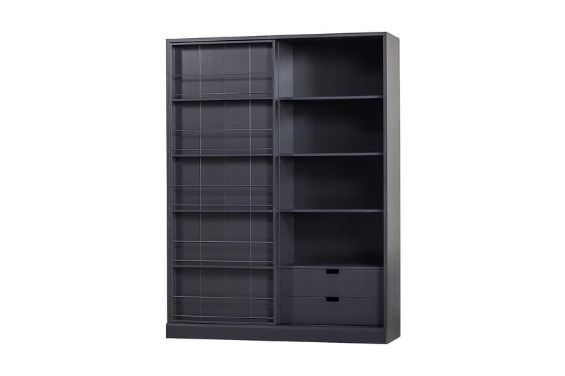 Latanya Vitrineskap 150x47 cm - Furu/Matt svart - Oppbevaring - Skap - Oppbevaringsskap