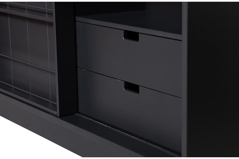 Latanya Vitrineskap 150x47 cm - Furu/Matt svart - Oppbevaring - Skap - Oppbevaringsskap