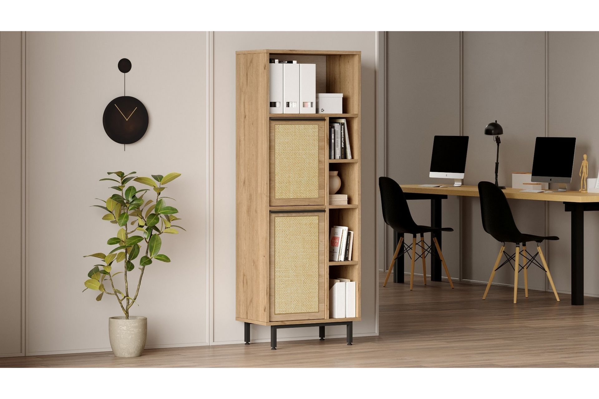 Liyakat Highboard - Eik/Valnøtt - Oppbevaring - Skap - Oppbevaringsskap