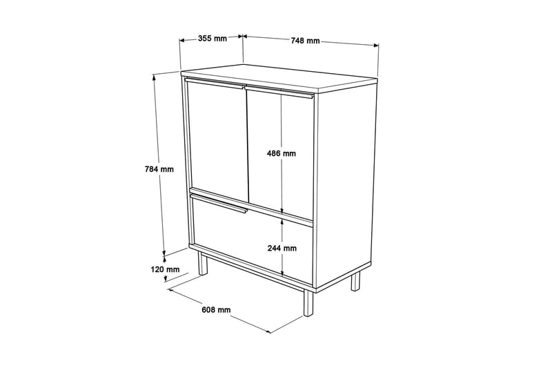 Liyakat Highboard - Hvit - Oppbevaringsskap