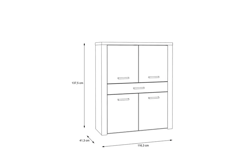 Loannia Highboard 42x117 cm - Brun - Oppbevaring - Skap - Oppbevaringsskap