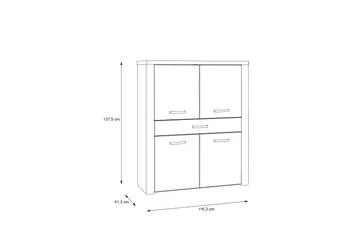 Loannia Highboard 42x117 cm - Brun - Oppbevaring - Skap - Oppbevaringsskap