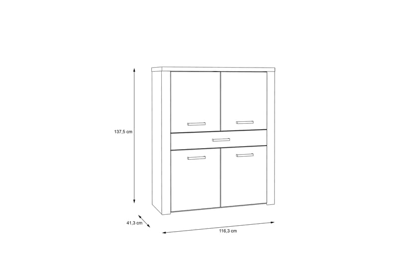 Loannia Highboard 42x117 cm - Brun - Oppbevaring - Skap - Oppbevaringsskap