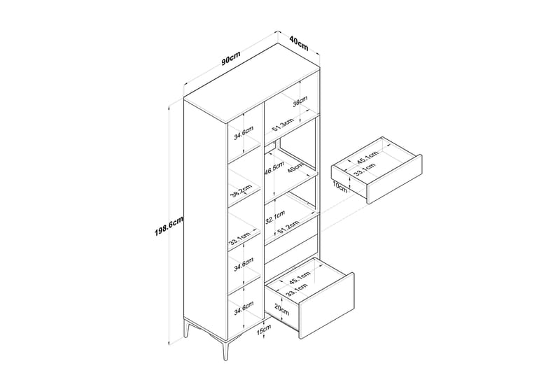 Manorma Highboard - Hvit - Oppbevaring - Skap - Oppbevaringsskap