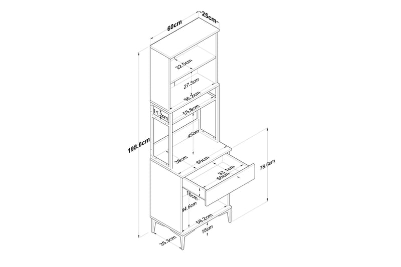 Manorma Highboard - Hvit - Oppbevaring - Skap - Oppbevaringsskap