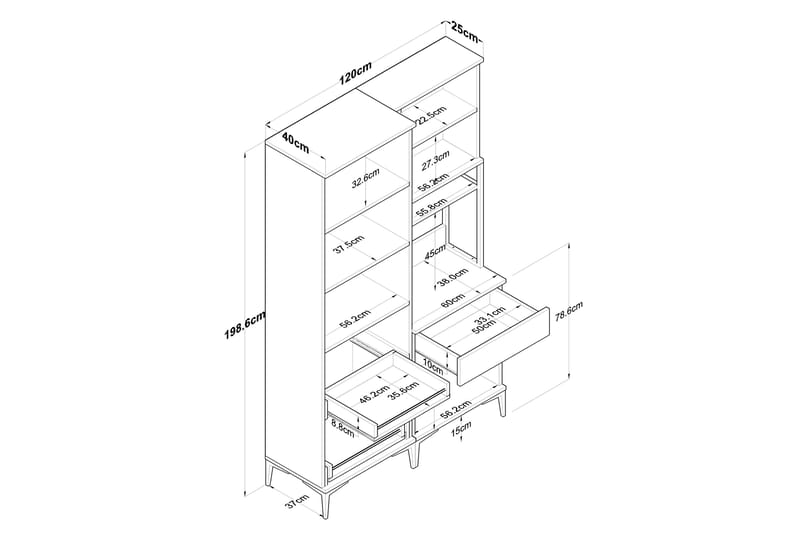 Manorma Highboard - Hvit - Oppbevaring - Skap - Oppbevaringsskap