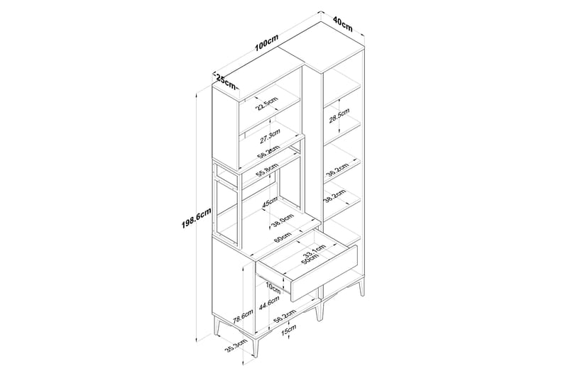 Manorma Highboard - Hvit - Oppbevaring - Skap - Oppbevaringsskap