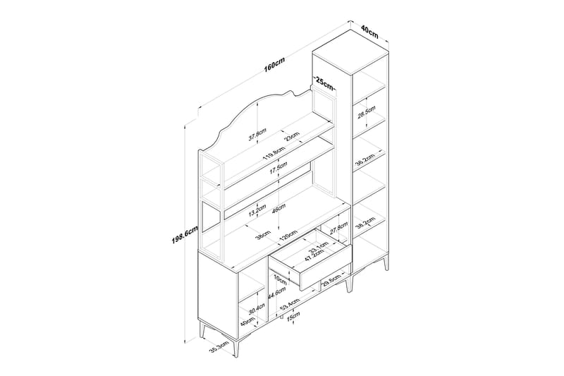 Manorma Highboard - Hvit - Oppbevaring - Skap - Oppbevaringsskap