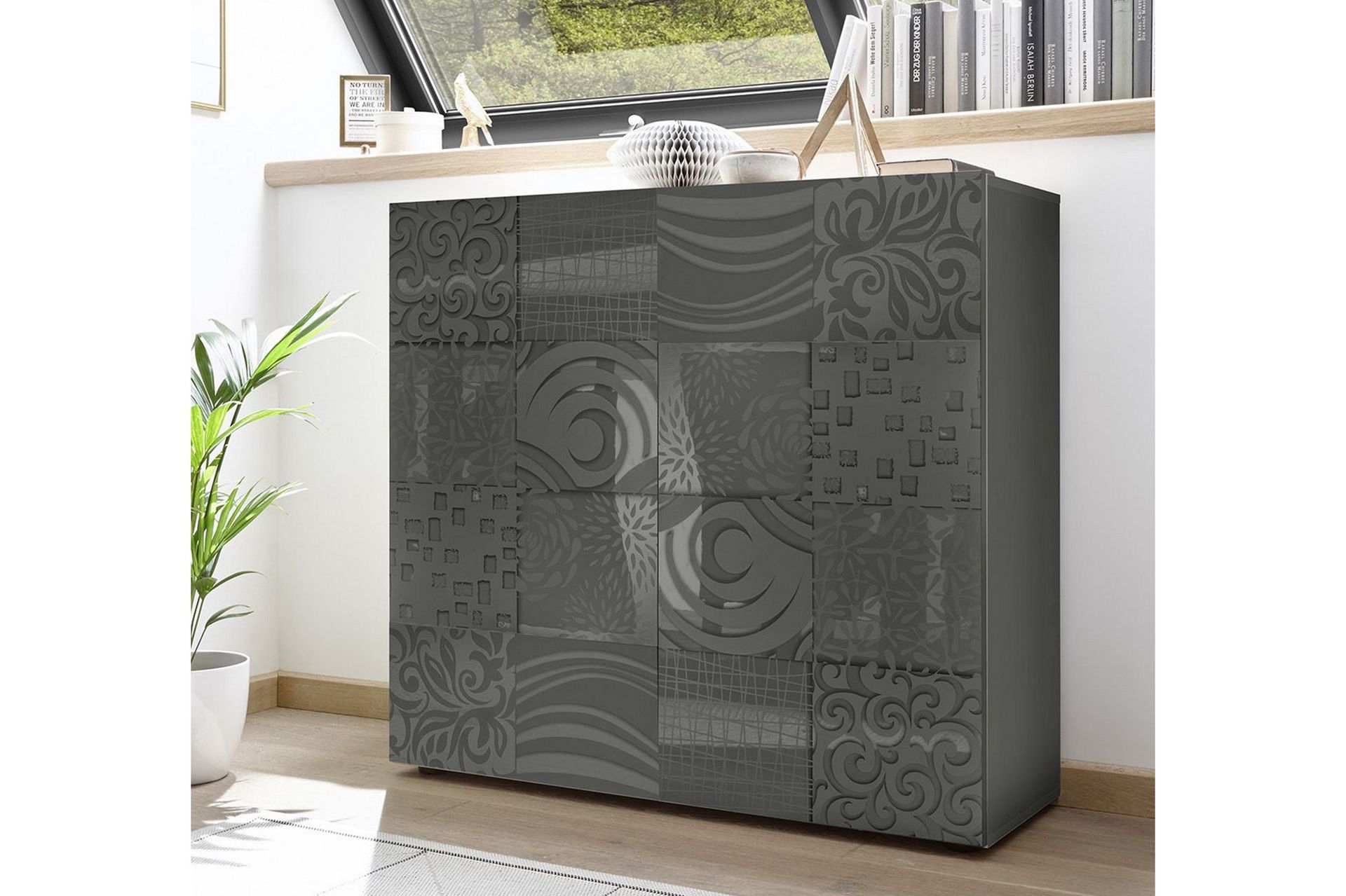 Mironne Highboard 121 cm - Grå - Oppbevaring - Skap - Oppbevaringsskap