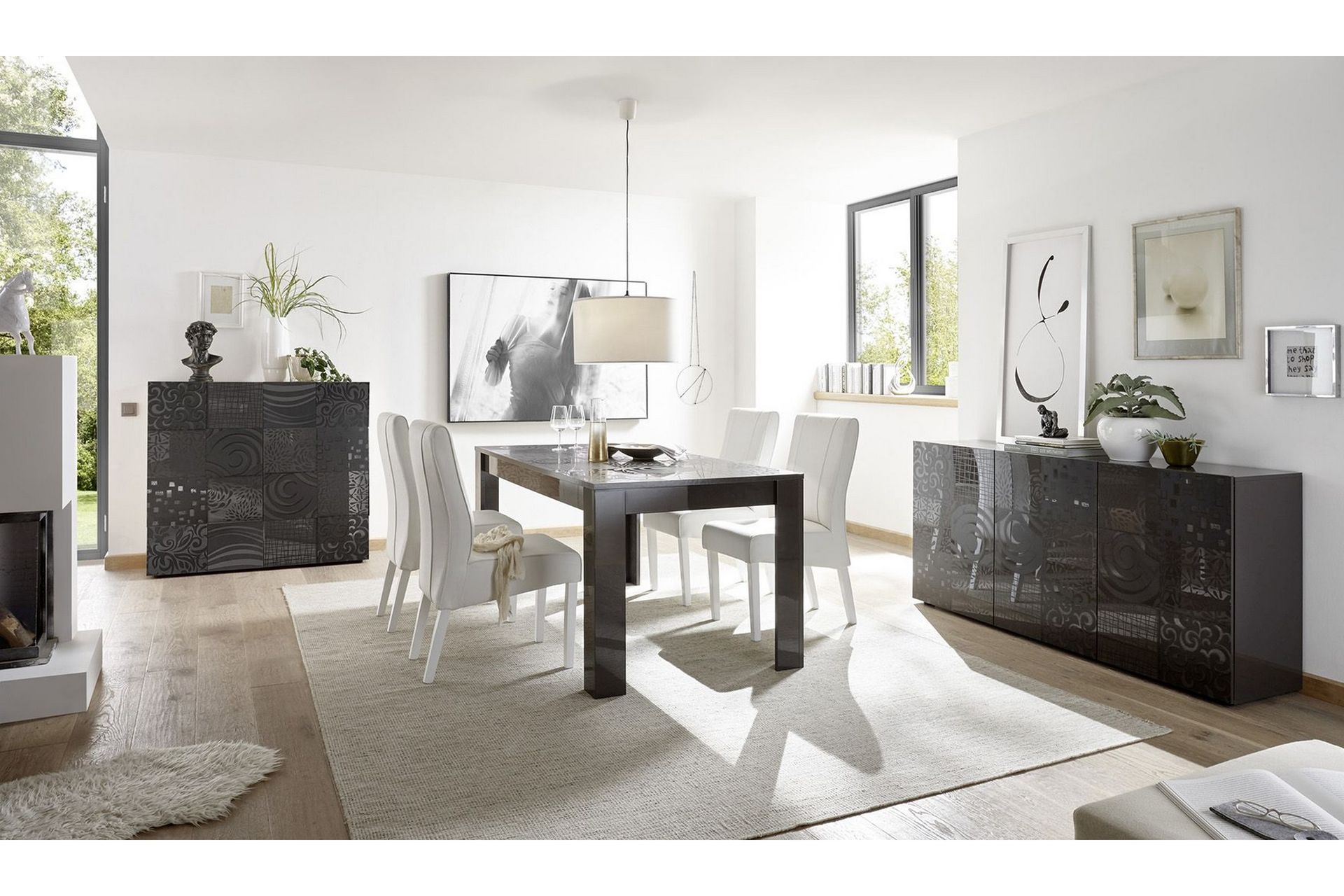 Mironne Highboard 121 cm - Grå - Oppbevaring - Skap - Oppbevaringsskap