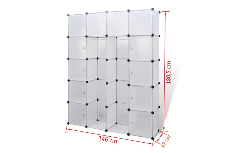 Modulrt skap med 14 deler, hvit 37 x 146 x 180,5 cm - Oppbevaring - Skap - Oppbevaringsskap