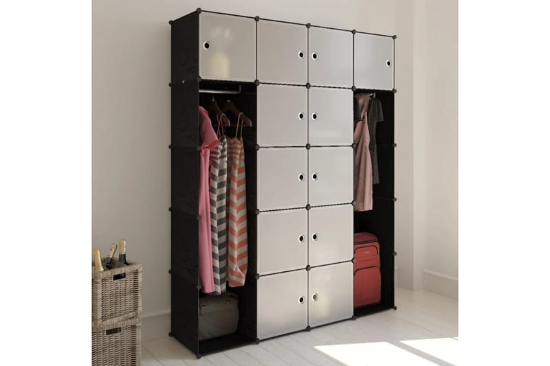 Modulrt skap med 14 deler svart og hvitt 37x146x180,5 cm - Oppbevaring - Skap - Oppbevaringsskap