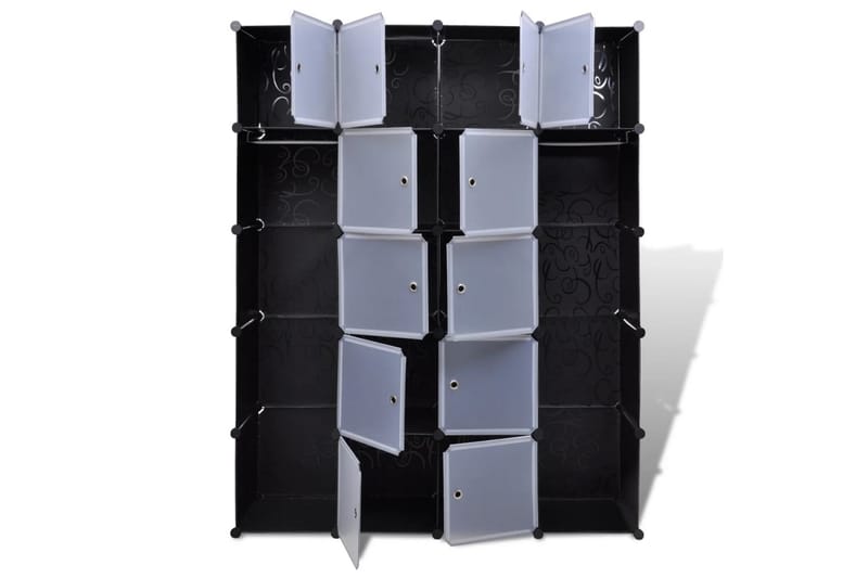 Modulrt skap med 14 deler svart og hvitt 37x146x180,5 cm - Oppbevaring - Skap - Oppbevaringsskap