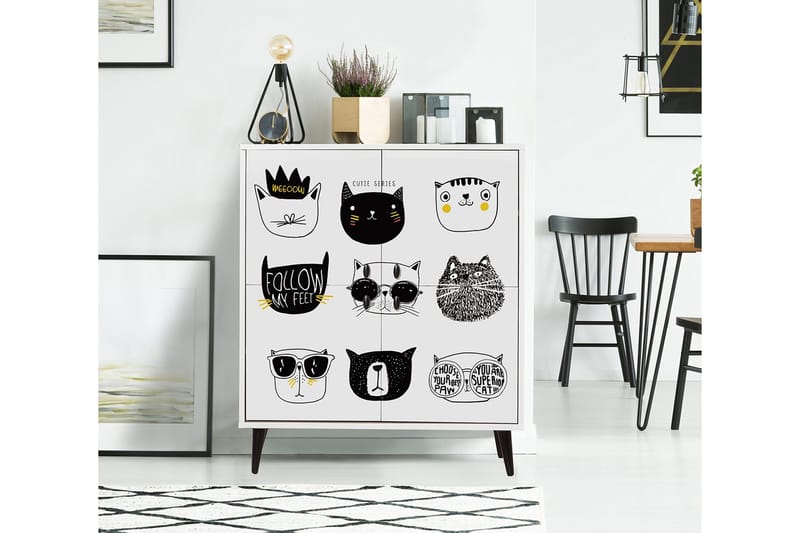 Multi Purpose Cabinet Hvit|Svart - Hvit/Svart/Gul - Oppbevaring - Skap - Oppbevaringsskap