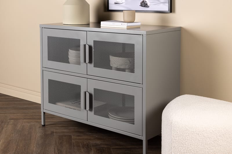 Nett Skapkommode 90x40x75 cm - Lysegrå - Oppbevaring - Skap - Oppbevaringsskap