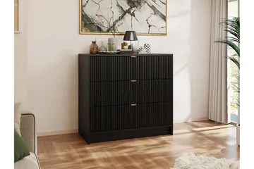 Novaj Høy kommode 80x40x75 cm i tre med oppbevaringsskuffer - sort - Oppbevaring - Skap - Oppbevaringsskap