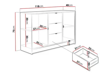 Novaj Highboard - Svart - Oppbevaring - Skap - Oppbevaringsskap