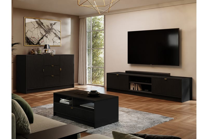 Novaj Highboard - Svart - Oppbevaring - Skap - Oppbevaringsskap