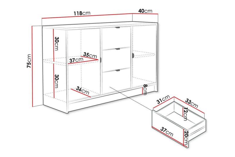 Novaj Highboard - Svart - Oppbevaring - Skap - Oppbevaringsskap