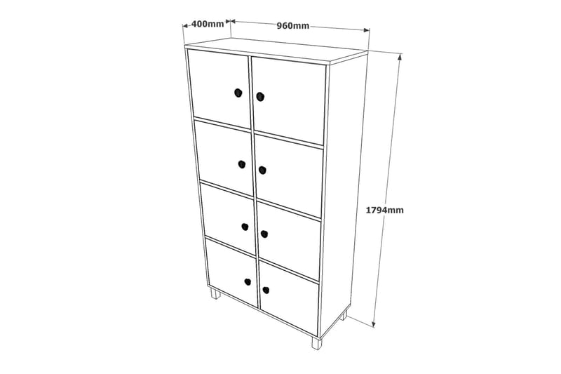 Numandro Highboard 40x96 cm - Teak/Antrasitt - Oppbevaring - Skap - Oppbevaringsskap