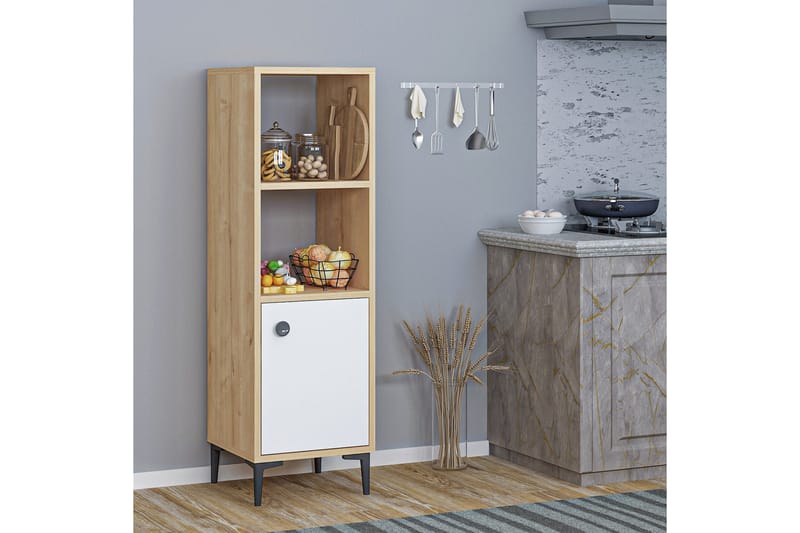 Olsenago Highboard 39x35 cm - Blå / Natur / Hvit - Oppbevaring - Skap - Oppbevaringsskap