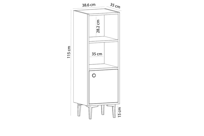 Olsenago Highboard 39x35 cm - Blå / Natur / Hvit - Oppbevaring - Skap - Oppbevaringsskap