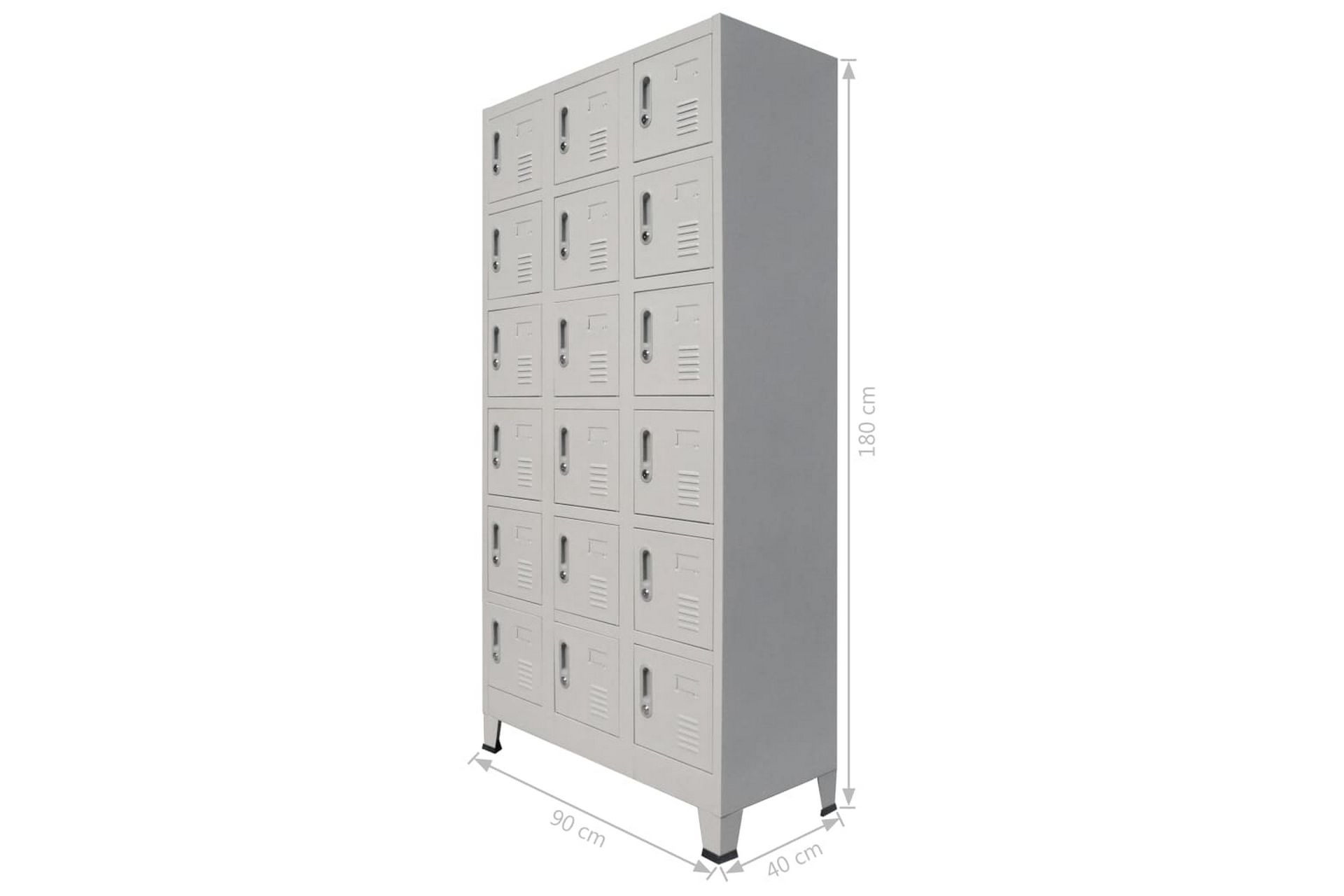 Garderobeskap med 18 rom metall 90x40x180 cm - Oppbevaring - Skap - Oppbevaringsskap - Omkledningsskap