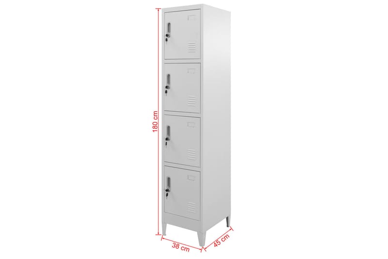Garderobeskap med 4 rom 38x45x180 cm - Oppbevaring - Skap - Oppbevaringsskap - Omkledningsskap