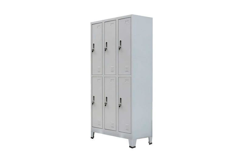 Garderobeskap med 6 rom stål 90x45x180 cm grå - Oppbevaring - Skap - Oppbevaringsskap - Omkledningsskap