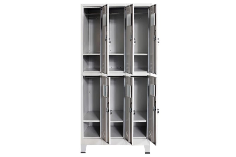 Garderobeskap med 6 rom stål 90x45x180 cm grå - Oppbevaring - Skap - Oppbevaringsskap - Omkledningsskap