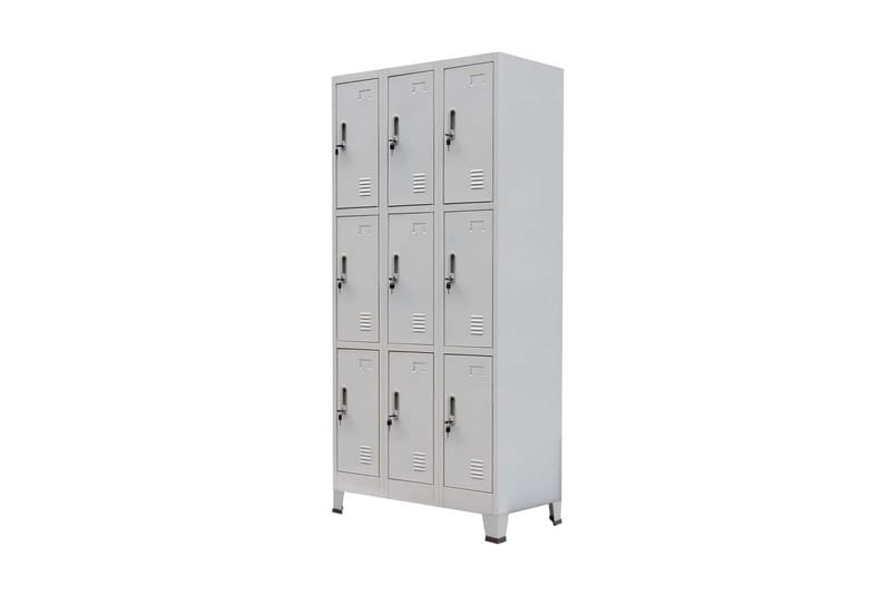 Garderobeskap med 9 rom stål 90x45x180 cm grå - Oppbevaring - Skap - Oppbevaringsskap - Omkledningsskap