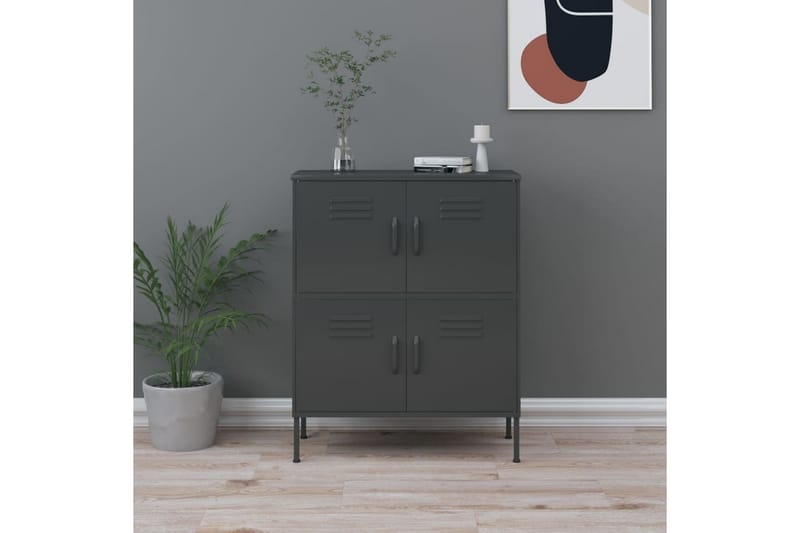 Oppbevaringsskap antrasitt 80x35x101,5 cm stål - Antrasittgrå - Oppbevaring - Skap - Oppbevaringsskap - Omkledningsskap