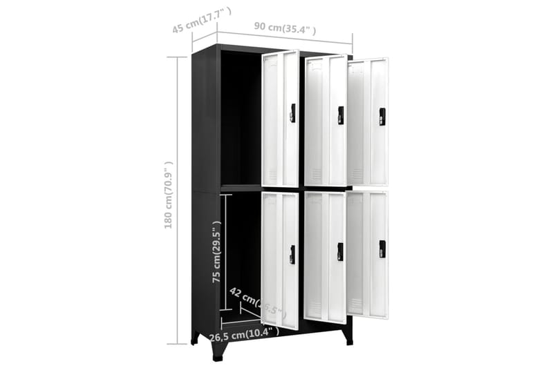 Oppbevaringsskap antrasitt og hvit 90x45x180 cm stål - Antrasittgrå - Oppbevaring - Skap - Oppbevaringsskap - Omkledningsskap