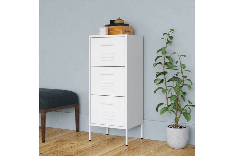 Oppbevaringsskap hvit 42,5x35x101,5 cm stål - Hvit - Oppbevaring - Skap - Oppbevaringsskap - Omkledningsskap