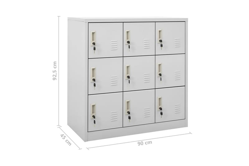 Oppbevaringsskap lysegrå 90x45x92,5 cm stål - Grå - Oppbevaring - Skap - Oppbevaringsskap - Omkledningsskap