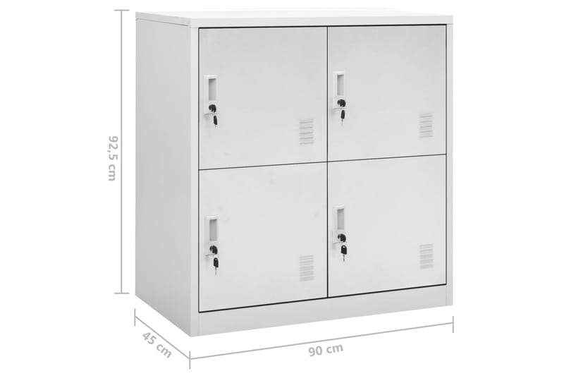 Oppbevaringsskap lysegrå 90x45x92,5 cm stål - Grå - Oppbevaring - Skap - Oppbevaringsskap - Omkledningsskap