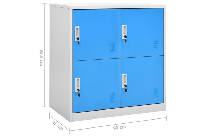 Oppbevaringsskap lysegrå og blå 90x45x92,5 cm stål - Grå - Omkledningsskap