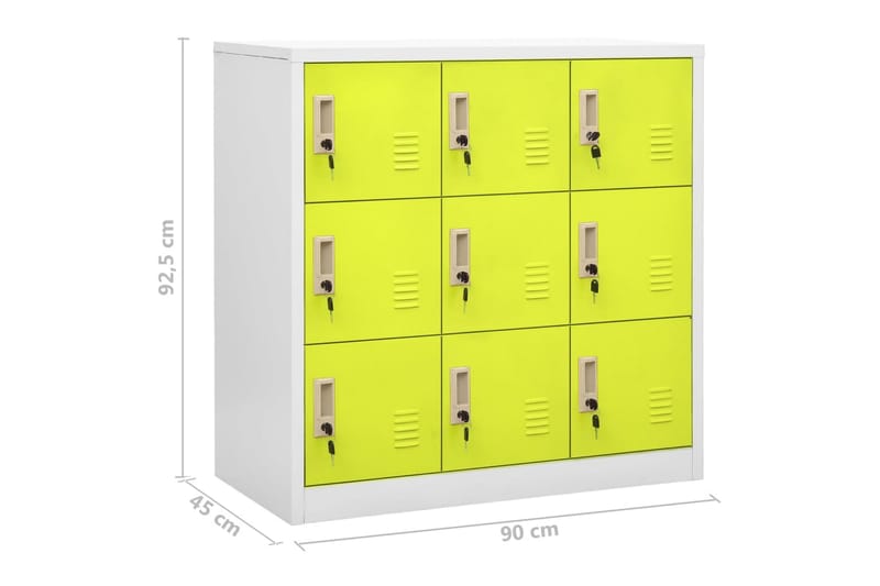 Oppbevaringsskap lysegrå og grønn 90x45x92,5 cm stål - Grå - Oppbevaring - Skap - Oppbevaringsskap - Omkledningsskap