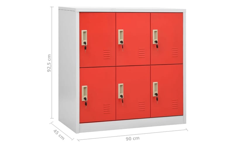 Oppbevaringsskap lysegrå og rød 90x45x92,5 cm stål - Grå - Omkledningsskap