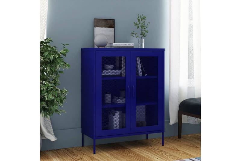 Oppbevaringsskap marineblå 80x35x101,5 cm stål - Blå - Oppbevaring - Skap - Oppbevaringsskap - Omkledningsskap