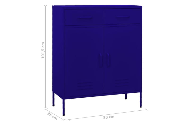 Oppbevaringsskap marineblå 80x35x101,5 cm stål - Blå - Oppbevaring - Skap - Oppbevaringsskap - Omkledningsskap