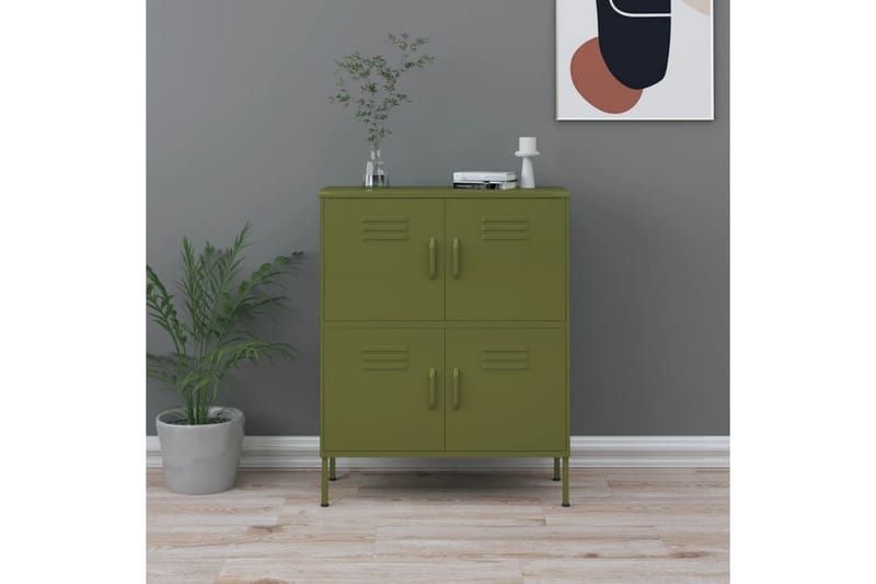 Oppbevaringsskap olivengrønn 80x35x101,5 cm stål - grønn - Oppbevaring - Skap - Oppbevaringsskap - Omkledningsskap