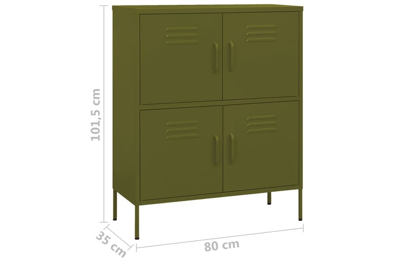 Oppbevaringsskap olivengrønn 80x35x101,5 cm stål - grønn - Omkledningsskap