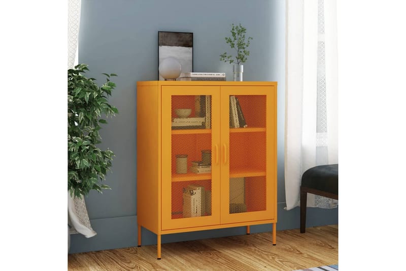 Oppbevaringsskap sennepsgul 80x35x101,5 cm stål - Gul - Oppbevaring - Skap - Oppbevaringsskap - Omkledningsskap