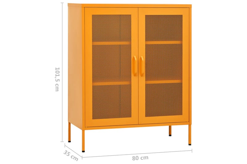 Oppbevaringsskap sennepsgul 80x35x101,5 cm stål - Gul - Oppbevaring - Skap - Oppbevaringsskap - Omkledningsskap